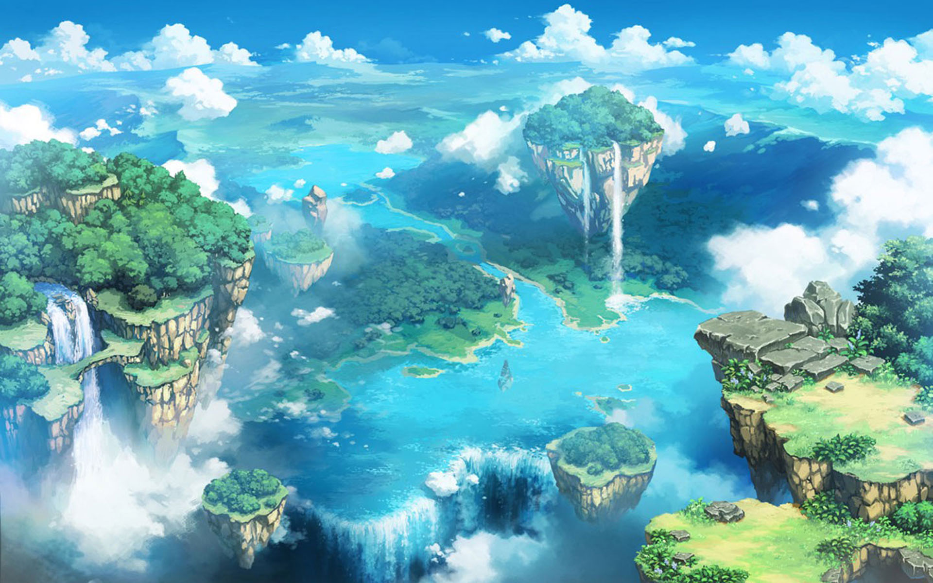 anime landscape backgrounds scenery desktop background wallpapers landscapes fantasy pixelstalk sky