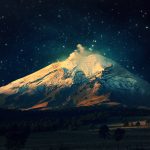 Nature night mountain star field plants HD wallpaper.