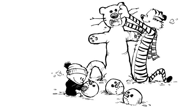 Calvin and Hobbes Wallpapers Black and White - PixelsTalk.Net