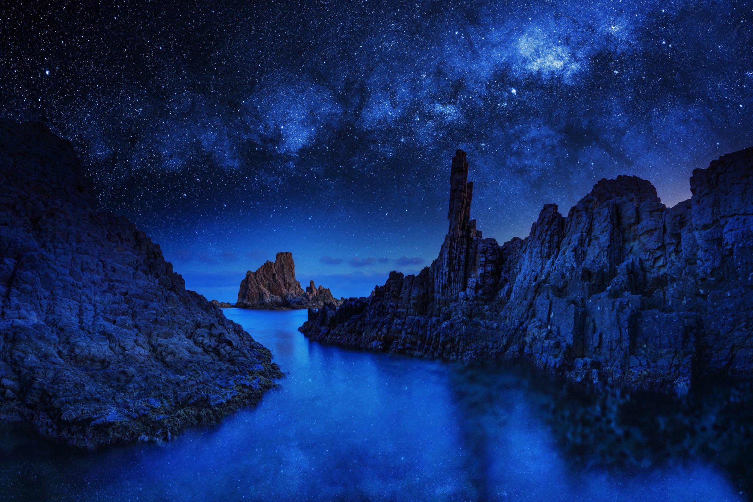 Free Desktop Starry Night Wallpaper