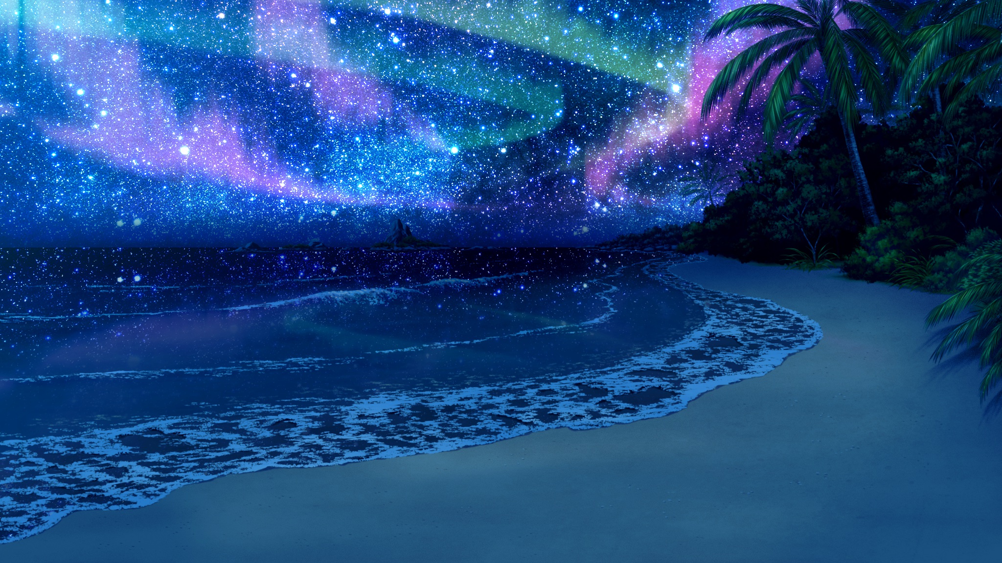 Free Download Beach At Night Backgrounds | PixelsTalk.Net - 2048 x 1152 jpeg 993kB