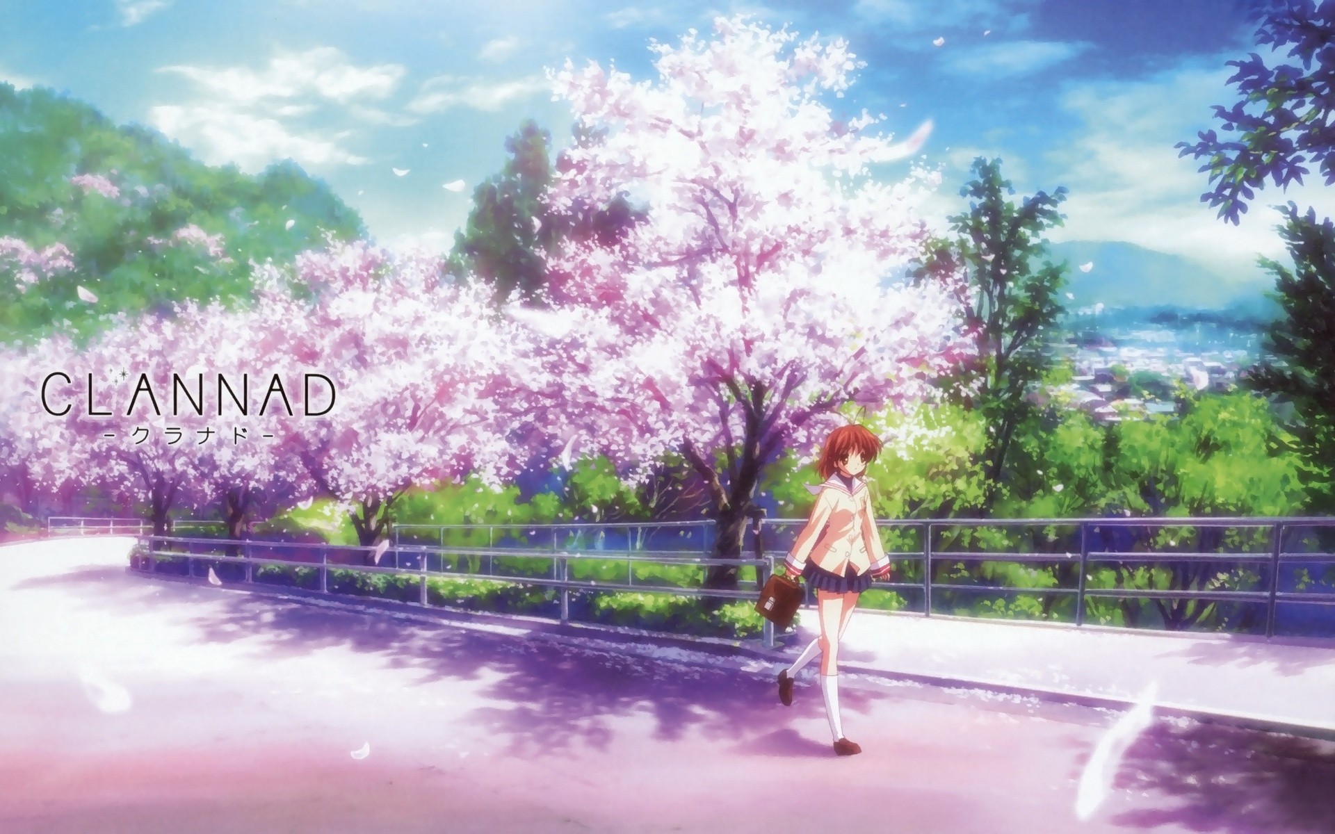 Sunrise Cherry Blossom Rice Field Anime Scenery Wallpaper 4K HD PC 50h