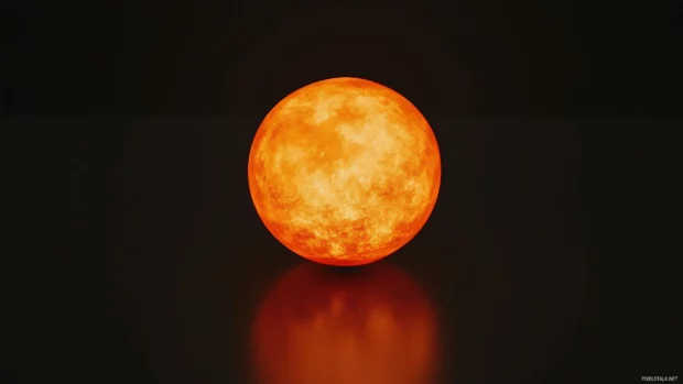 A centered glowing orb in vibrant orange with faint ripples extending outward on a black canvas.