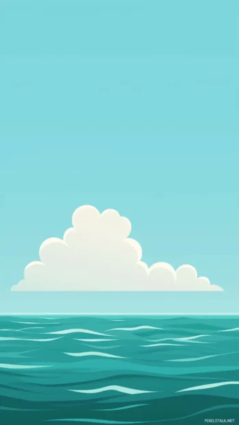 A minimalistic iPhone wallpaper with a serene light blue sky, a few fluffy clouds, and a calming atmosphere.