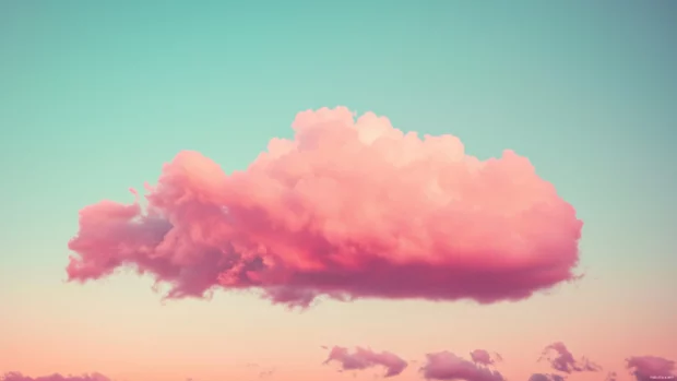 Aesthetic pink clouds sky wallpaper.