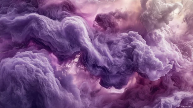 Lavender colored clouds gently swirling in a pastel sky, evoking a dreamlike, serene feel perfect for a peaceful wallpaper.