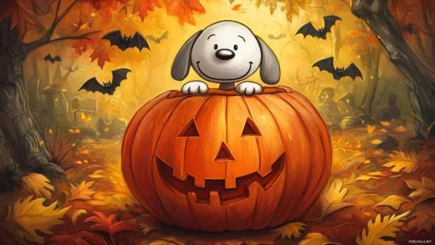 Snoopy Halloween with pumpkin wallpaper.