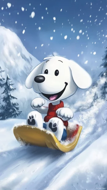 Snoopy Winter Fun Wallpaper.