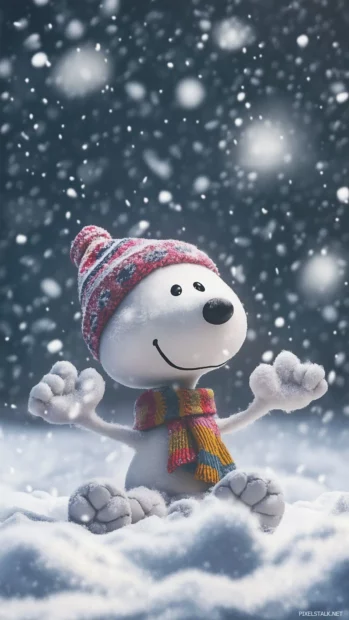 Snoopy Winter Wallpaper HD for iPhone.