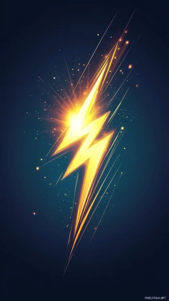 A clean, abstract lightning bolt design in glowing yellow on a navy blue background.