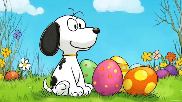 Cute Snoopy and Easter Egg wallpaper HD.