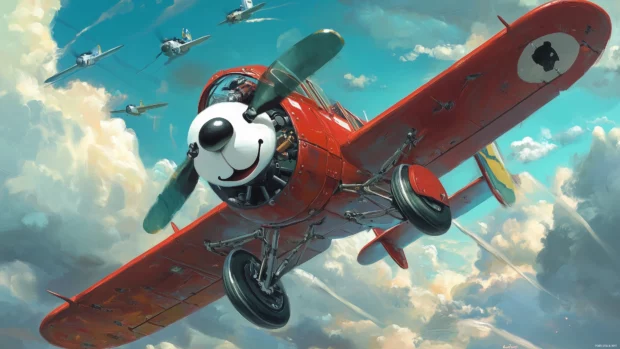 Snoopy dressed as a World War I flying ace.