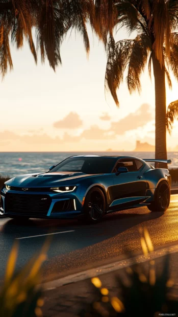 A 2024 Camaro ZL1 in deep metallic blue.