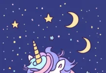 A Cute unicorn Kawaii Wallpaper.