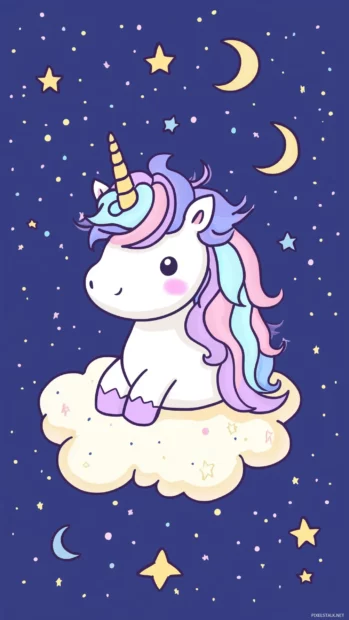 A Cute unicorn Kawaii Wallpaper.