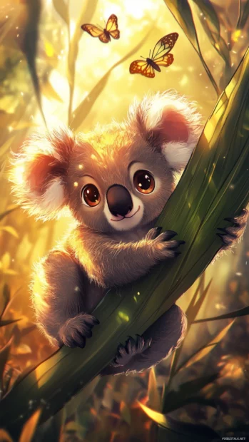 A Kawaii koala phone wallpaper.