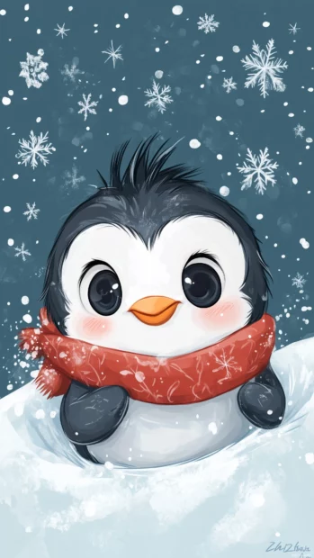 A Kawaii penguin wallpaper HD.