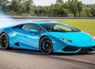 A Lamborghini Huracán in vibrant blue.