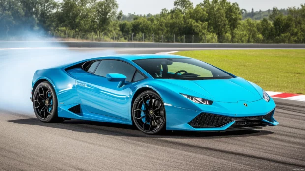 A Lamborghini Huracán in vibrant blue.