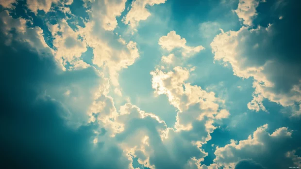 A bright, sunny sky clouds wallpaper.