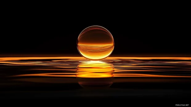 A centered glowing orb in vibrant orange with faint ripples extending outward.