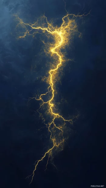 A clean lightning bolt design in glowing yellow on a navy blue background.