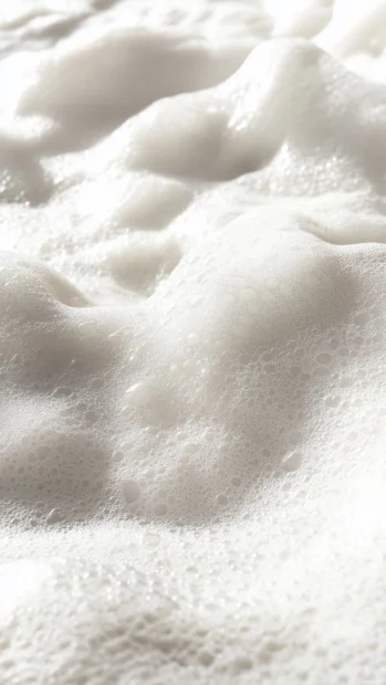 A close up aesthetic shot of waves gently washing over smooth white sand.