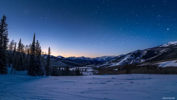 A cool blue hues starry night sky wallpaper.