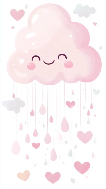 A cute pink Kawaii cloud wallpaper.