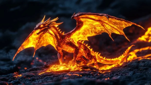 A fire dragon 4K wallpaper HD.