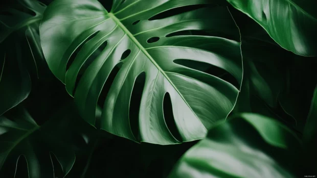 A large monstera leaf HD Desktop Wallpaper.