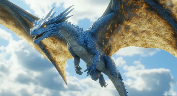 A majestic blue Dragon Desktop Wallpaper.