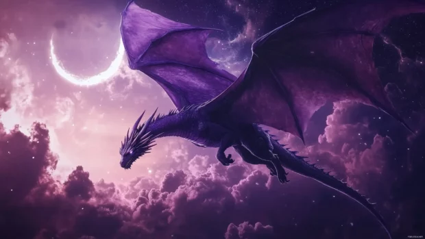 A majestic purple Dragon desktop wallpaper.