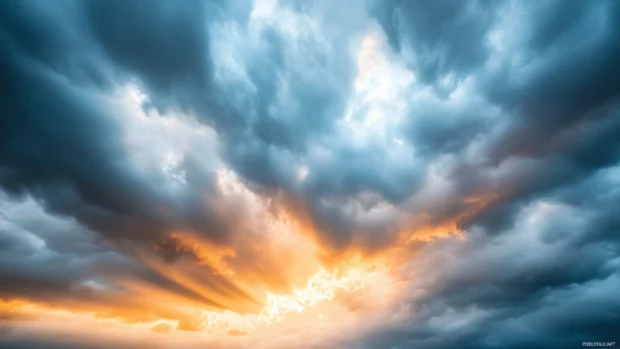 A mesmerizing sky covered in dense, billowing storm clouds.