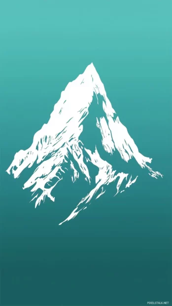 A minimalist mountain silhouette in white.