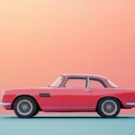 A minimalistic pink car silhouette on a smooth, pastel colored gradient background.