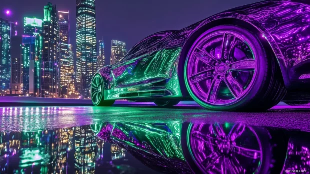 A neon sleek car wallpaper.