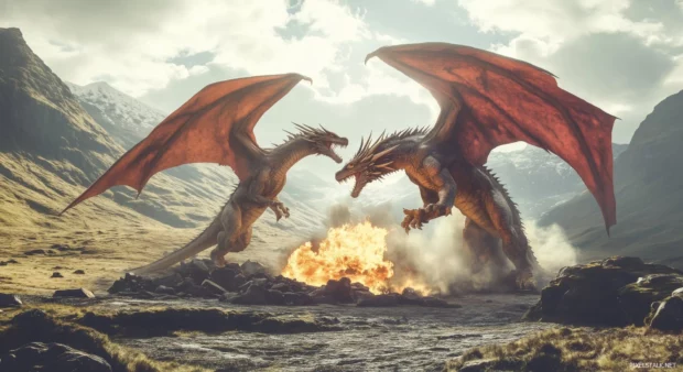 A pair of dragons computer wallpaper HD.