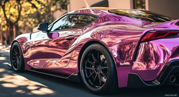 A pink sports car HD wallpaper.