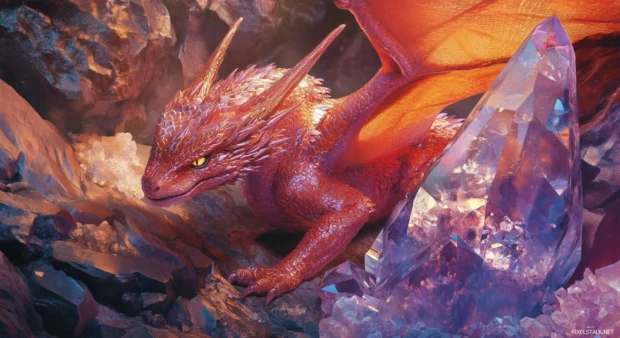 A playful red dragon HD desktop wallpaper.