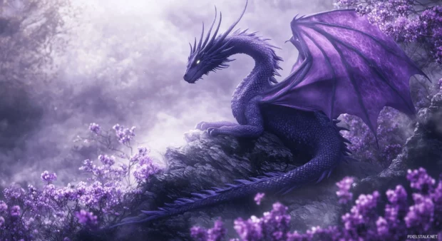 A powerful purple Dragon HD Wallpaper.