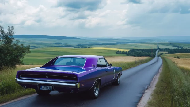 A purple muscle car Dodge Charger wallpaper.