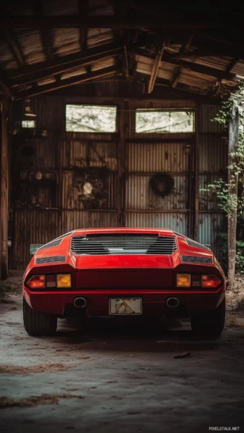 A red Lamborghini Countach desktop wallpaper.