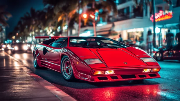 A red Lamborghini Countach wallpaper.