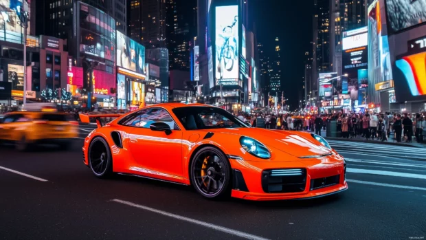 A red Porsche 911 Turbo car wallpaper free download.