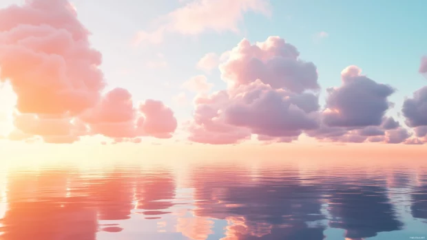 A serene landscape of soft, fluffy clouds wallpaper.