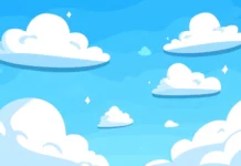 A simple computer wallpaper featuring a light blue sky with a few fluffy white clouds.