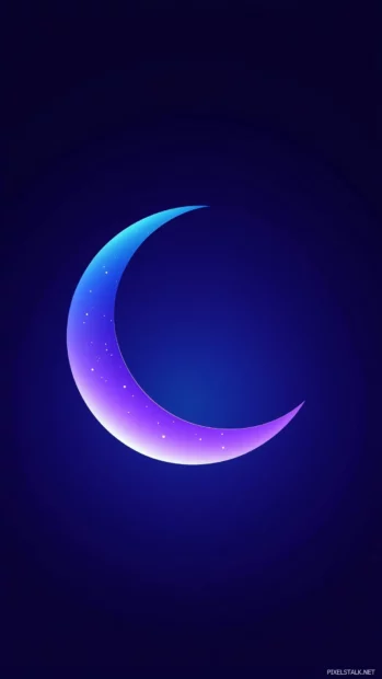 A simple crescent moon icon in icy blue, centered on a dark purple background.