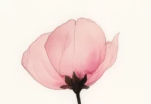 A simple pink flower on a clean white background.