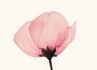 A simple pink flower on a clean white background.